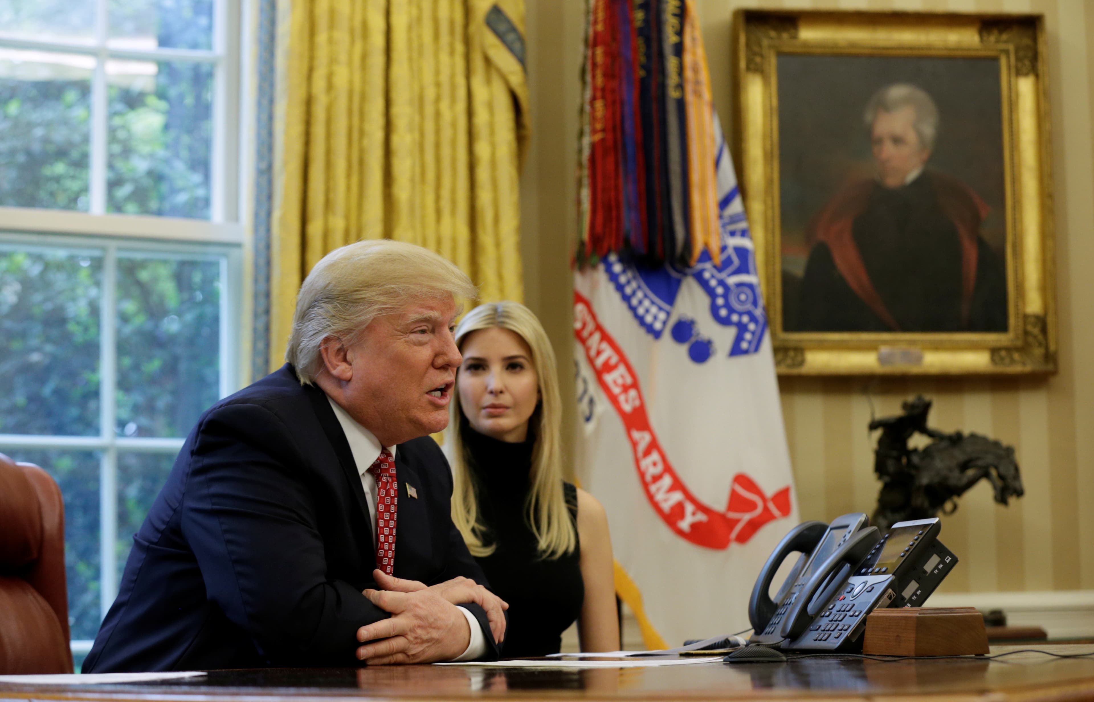 President Trump during a video conference with the astronauts aboard the International Space Station this week