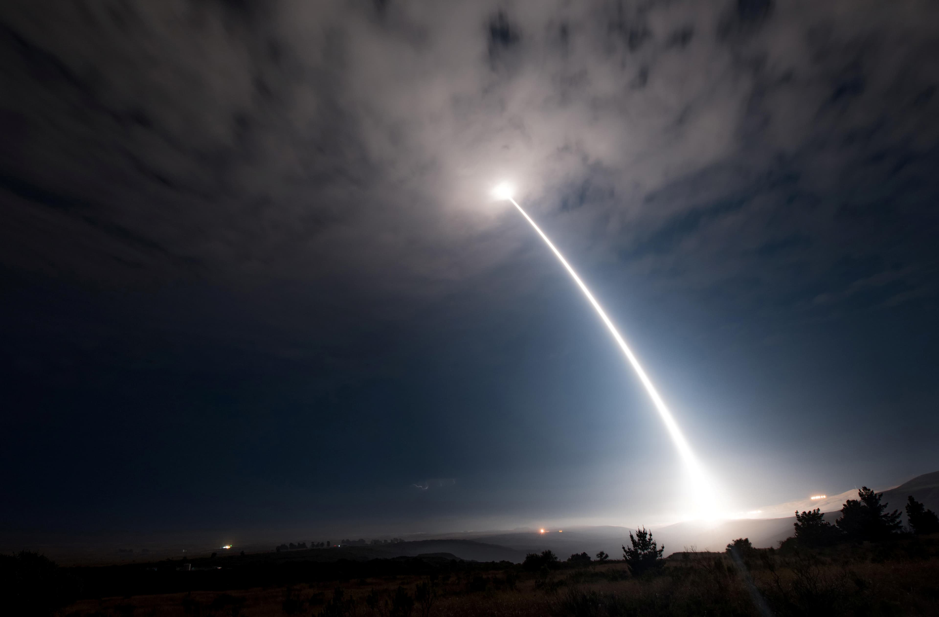A test launch of a Minuteman III intercontinental ballistic missile at Vandenberg Air Force Base, California, August 2nd 2017