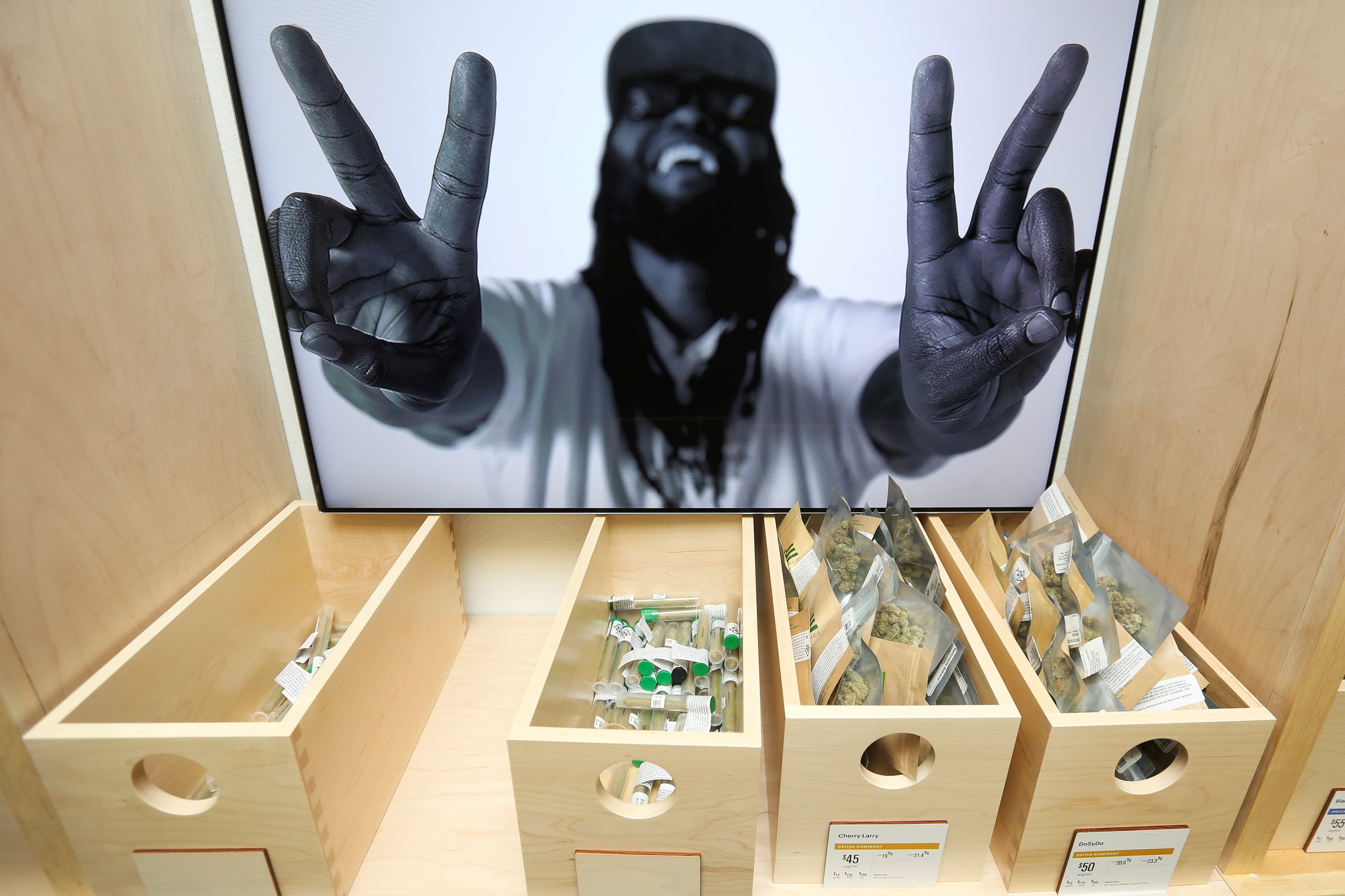 Marijuana is seen for sale at Harborside, one of California's largest and oldest dispensaries of medical marijuana, on the first day of legalized recreational marijuana sales in Oakland, California, U.S. January 1, 2018.