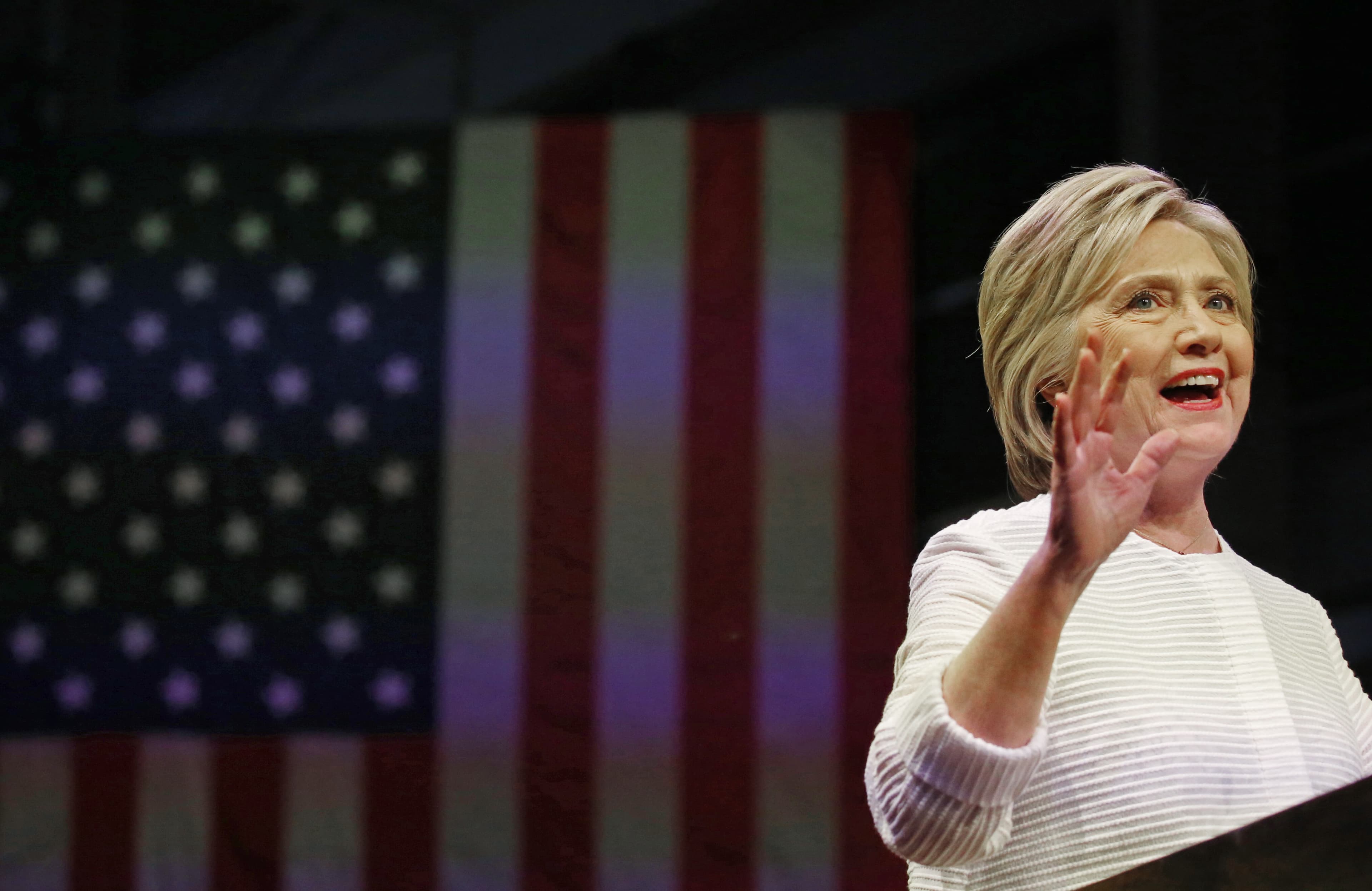 Hillary Clinton speaks to supporters during her California primary night rally held in the Brooklyn, New York on Tuesday.