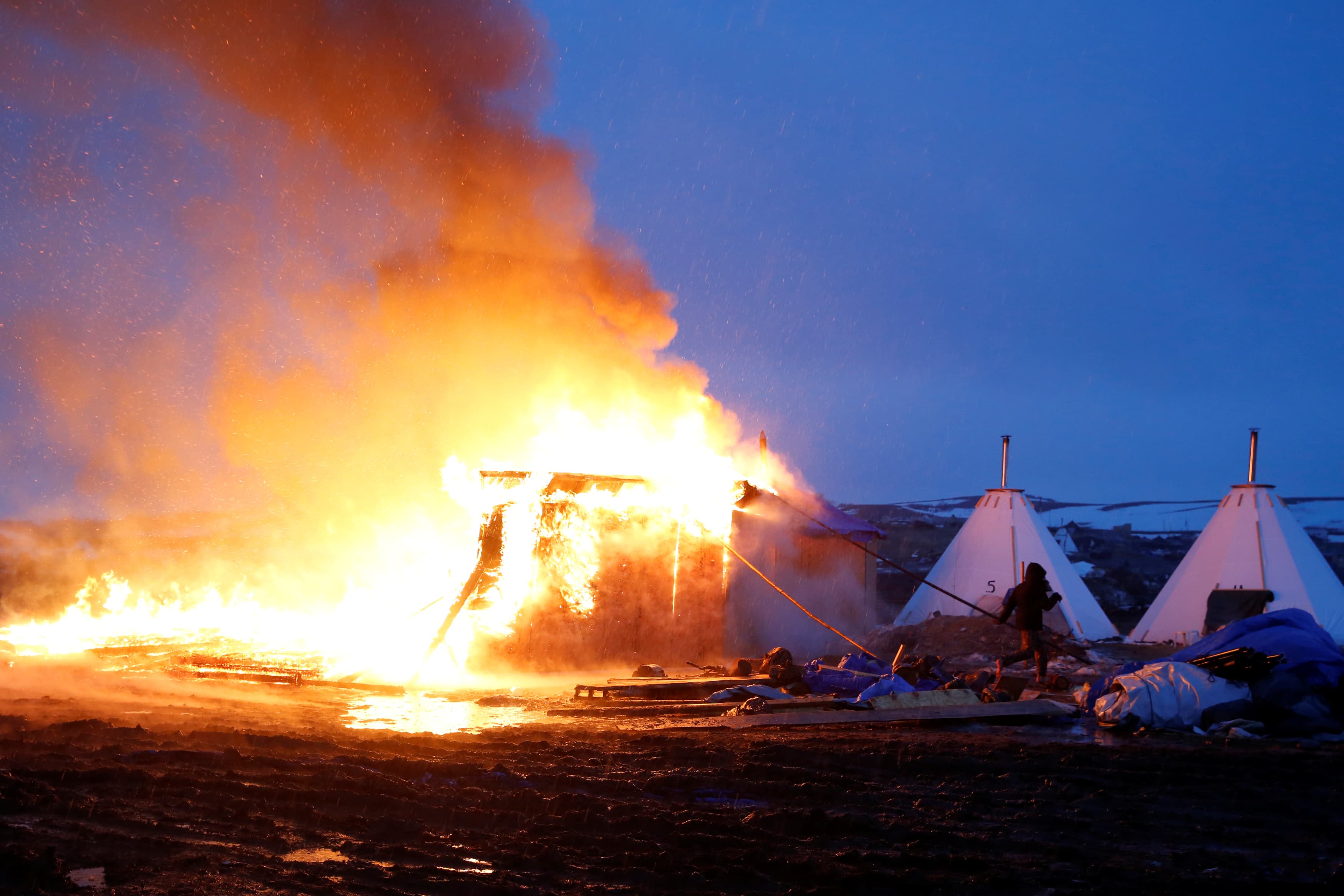 A building being set on fire
