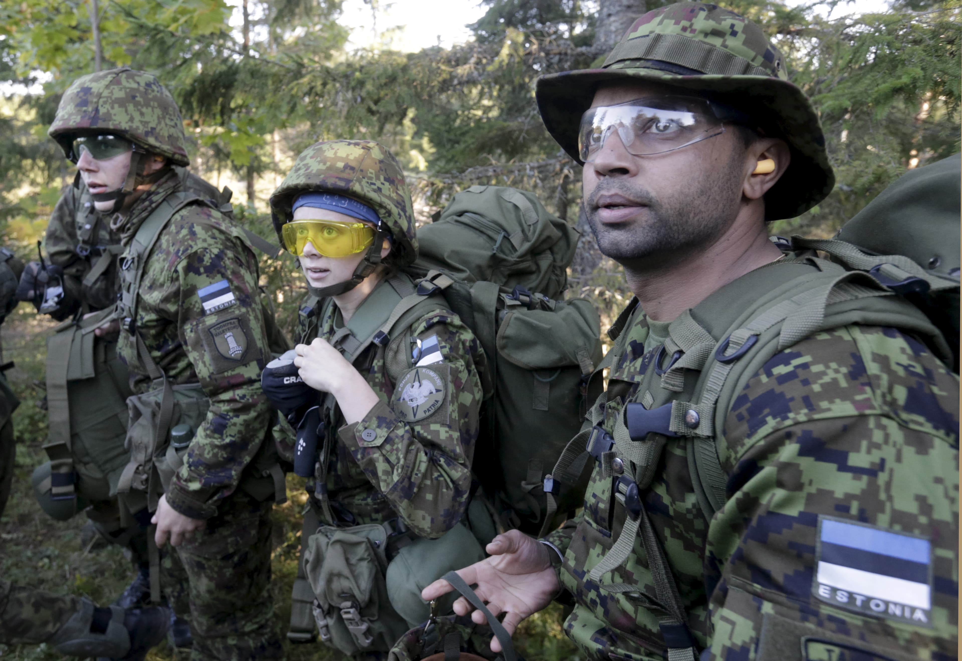 Volunteer soldiers with Estonia's Defense League training near Rabasaare, Estonia. last year
