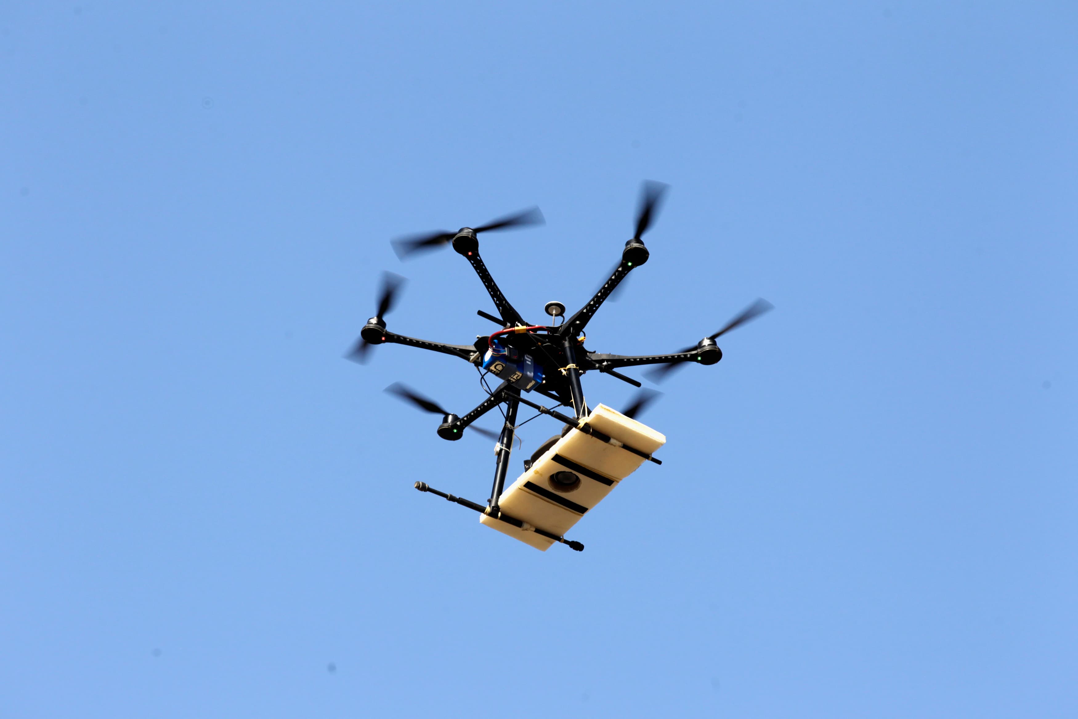 A drone flies over the archaeological site of Cerro Chepen as it takes pictures in Trujillo, Peru in August. Archaeologists are turning to drones to speed up sluggish survey work and protect sites from squatters, builders and miners.