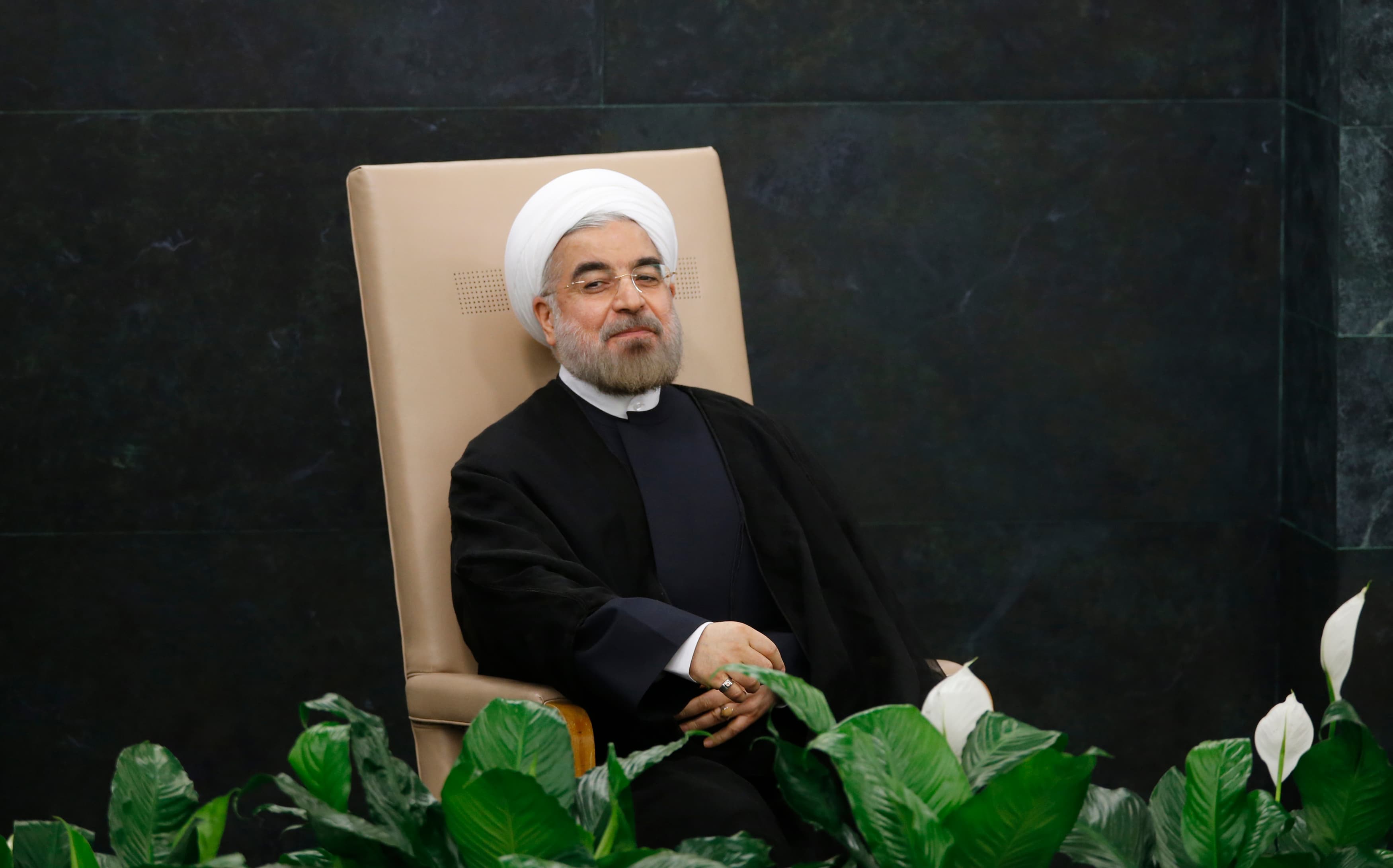 Iran's President Hassan Rouhani waiting to address the 68th United Nations General Assembly at UN headquarters in New York, Tuesday.