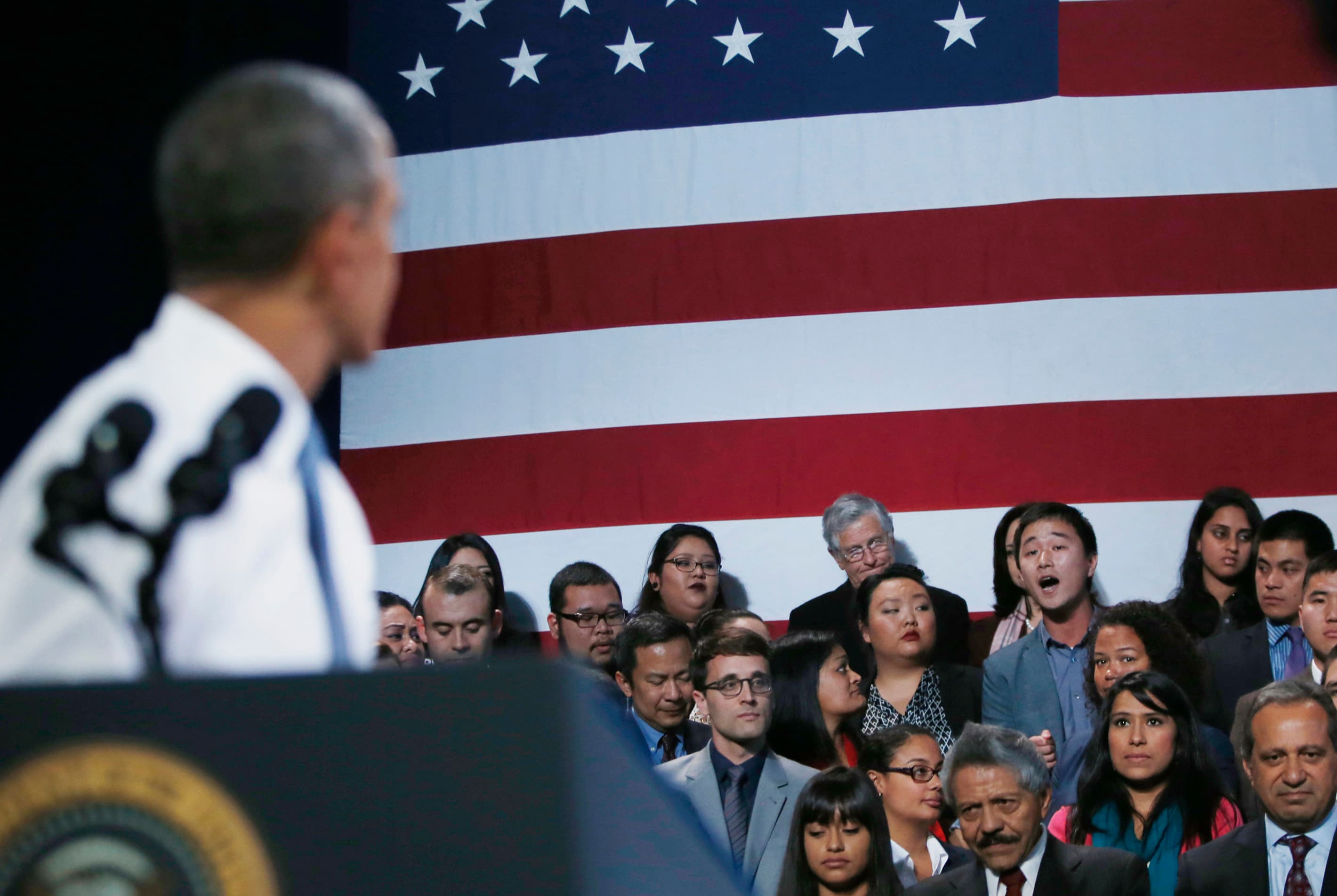 Ju Hong at the immigration speech