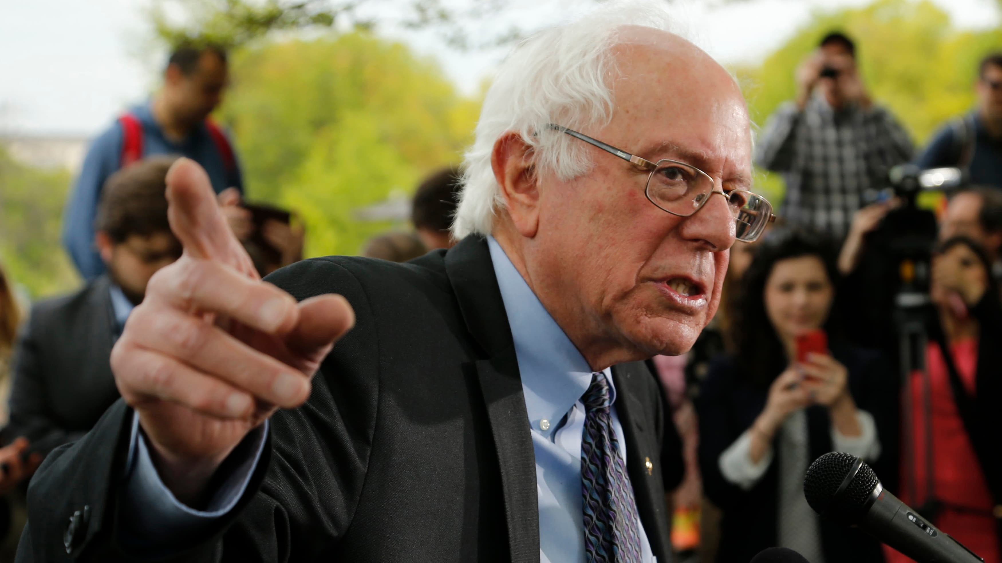 US Senator Bernie Sanders holds a news conference after he announced his candidacy for the 2016 Democratic presidential nomination in Washington on April 30, 2015.