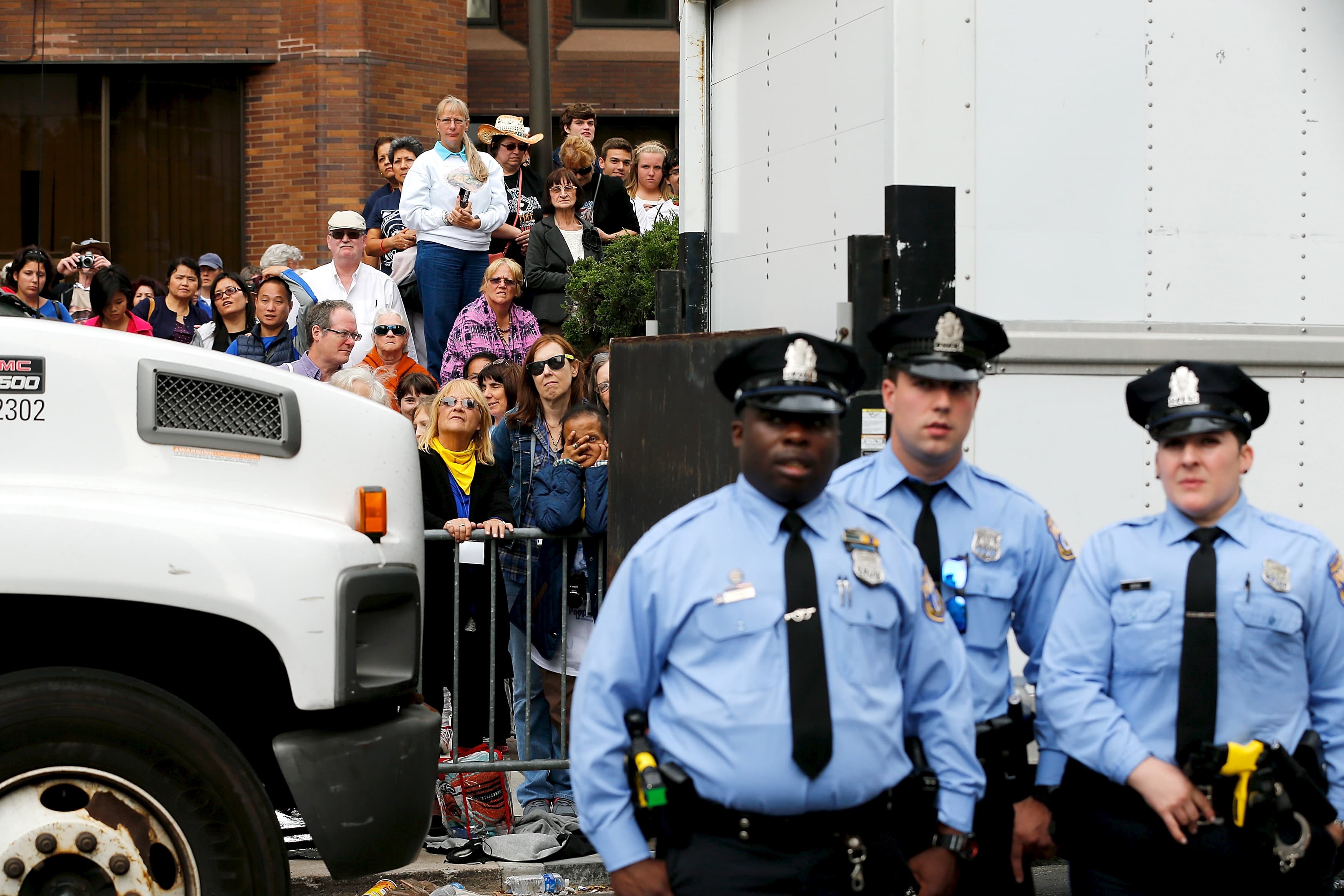 Police in front of crowd
