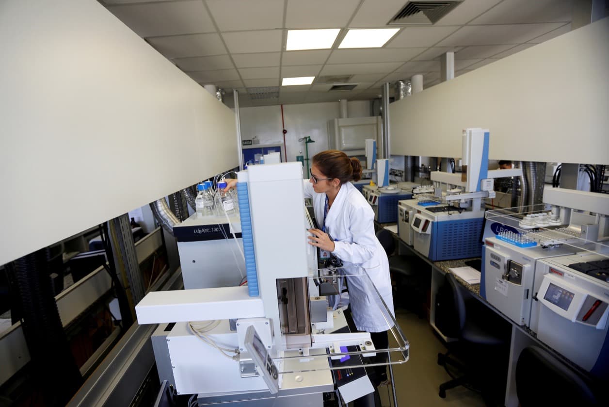 A worker at a Brazili doping control lab during its inauguration before the 2016 Rio Olympics in Rio de Janeiro, Brazil, on May 9.