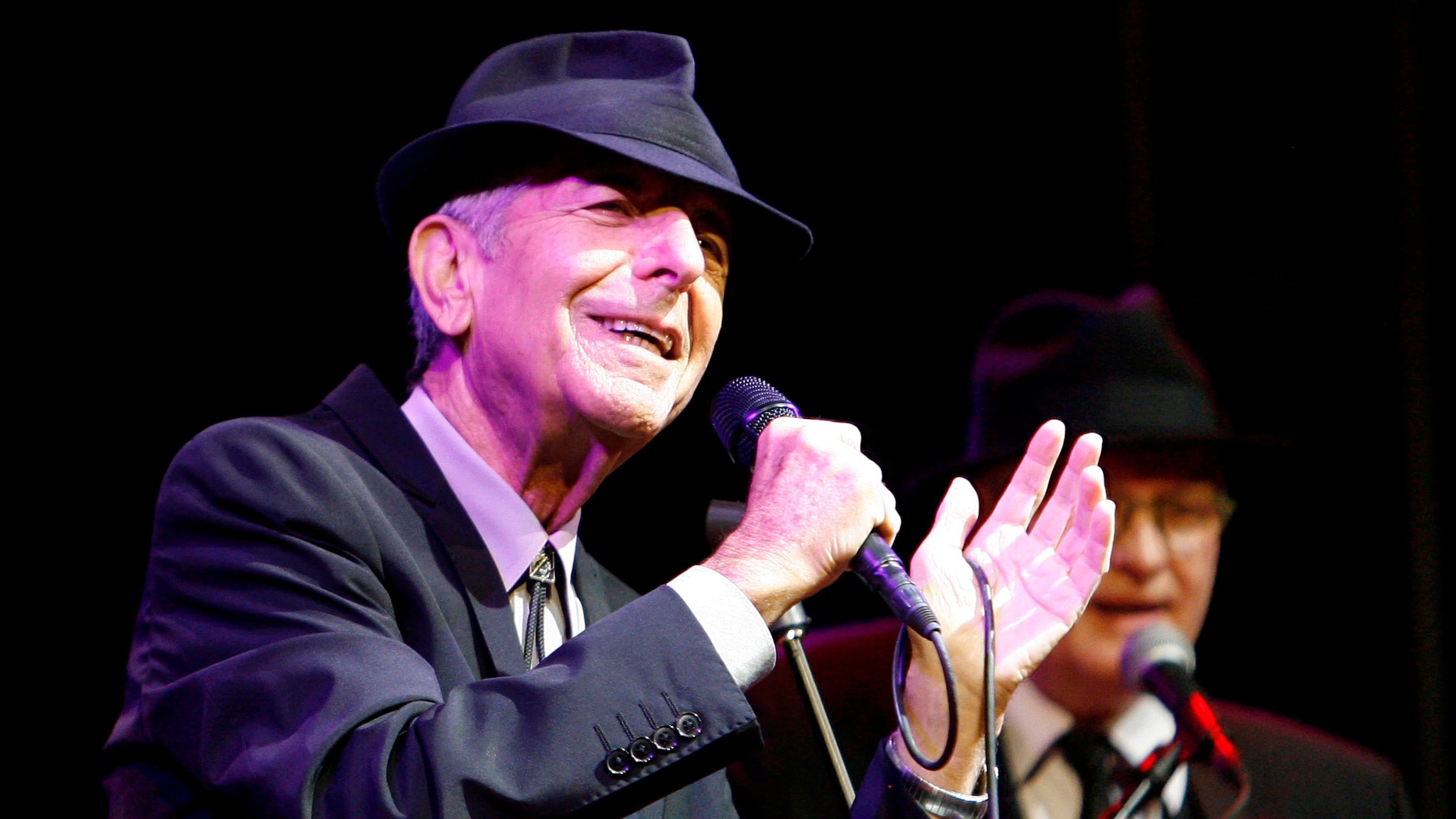 Canadian singer-songwriter Leonard Cohen performs at the Coachella Music Festival in Indio, California, on April 17, 2009.