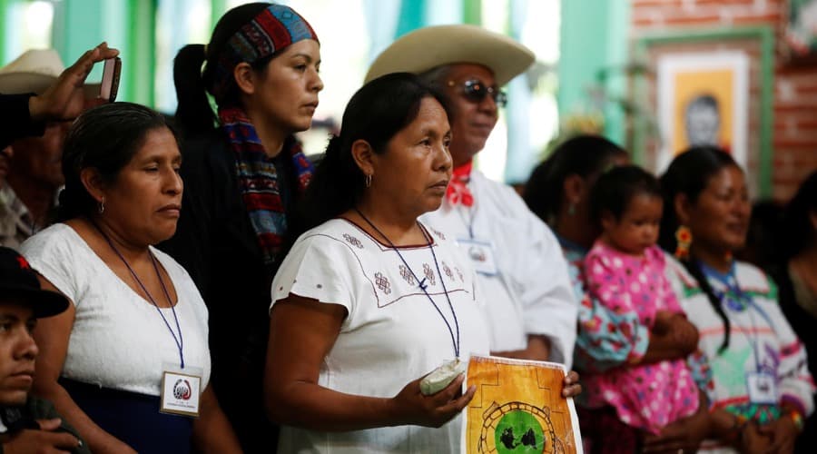 María de Jesús Patricio, center, during her campaign launch for president of Mexico