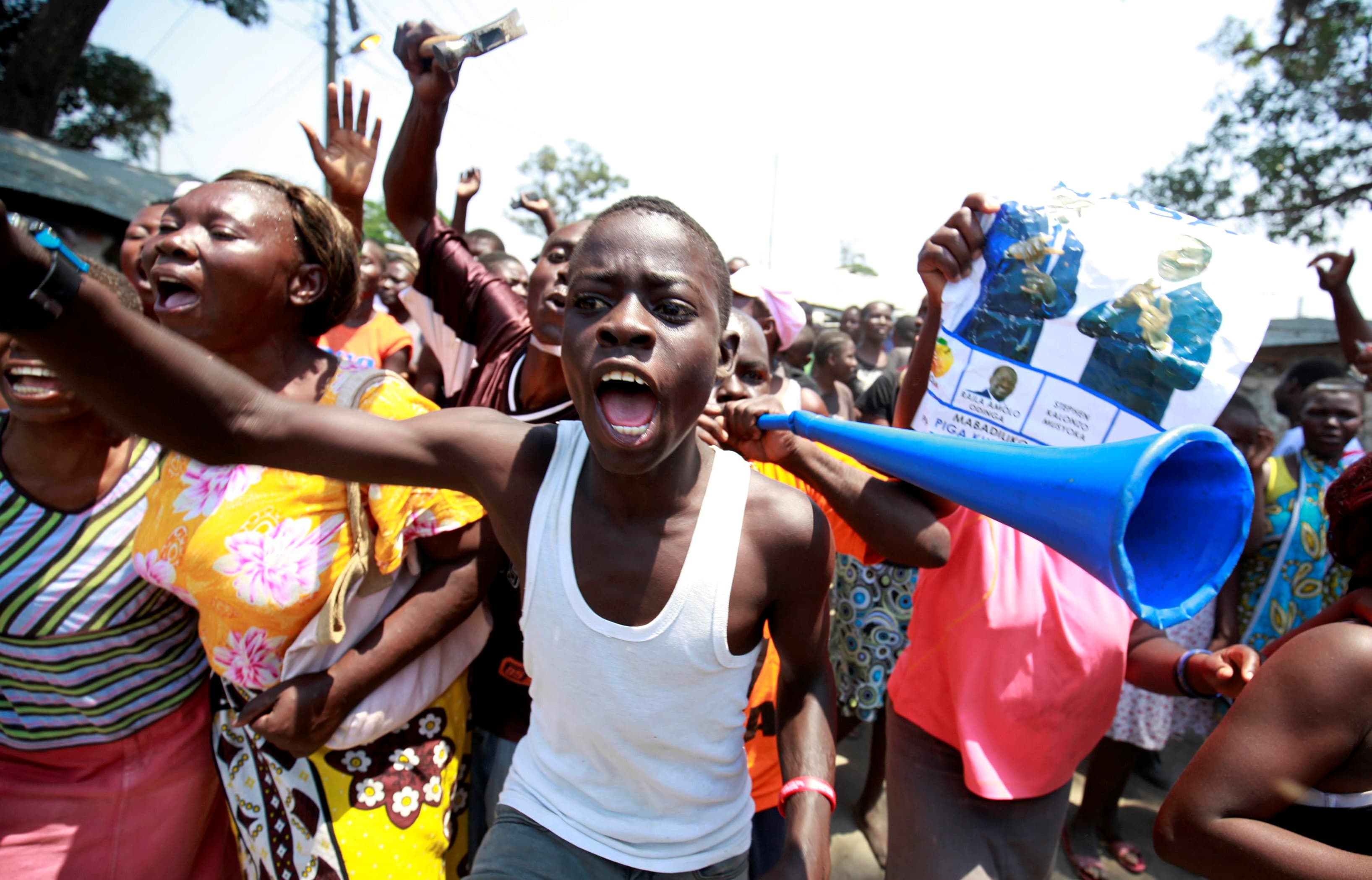 People protesting in the street