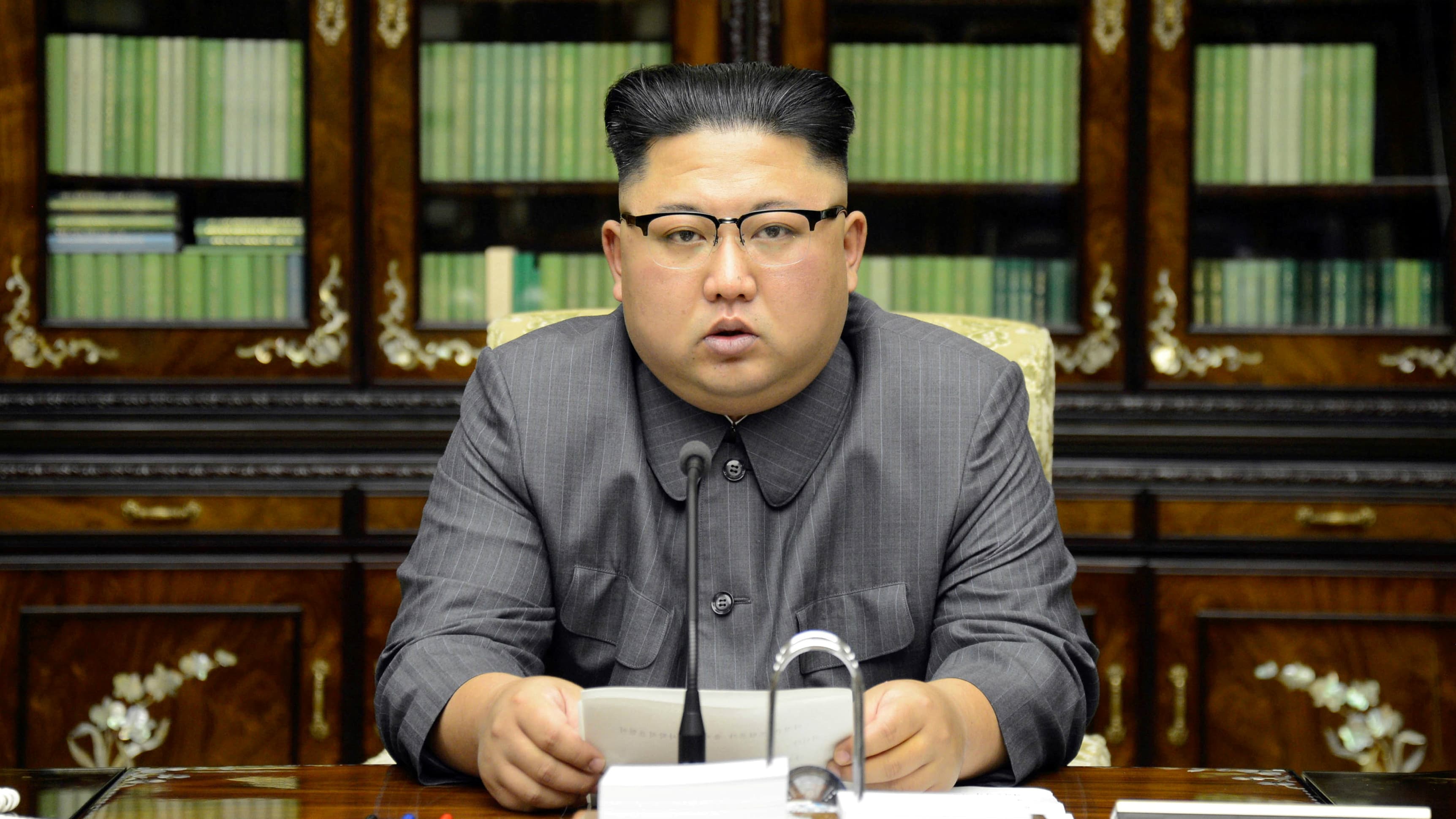 North Korea's leader Kim Jong-un speaks in Pyongyang, Sep. 22, 2017.