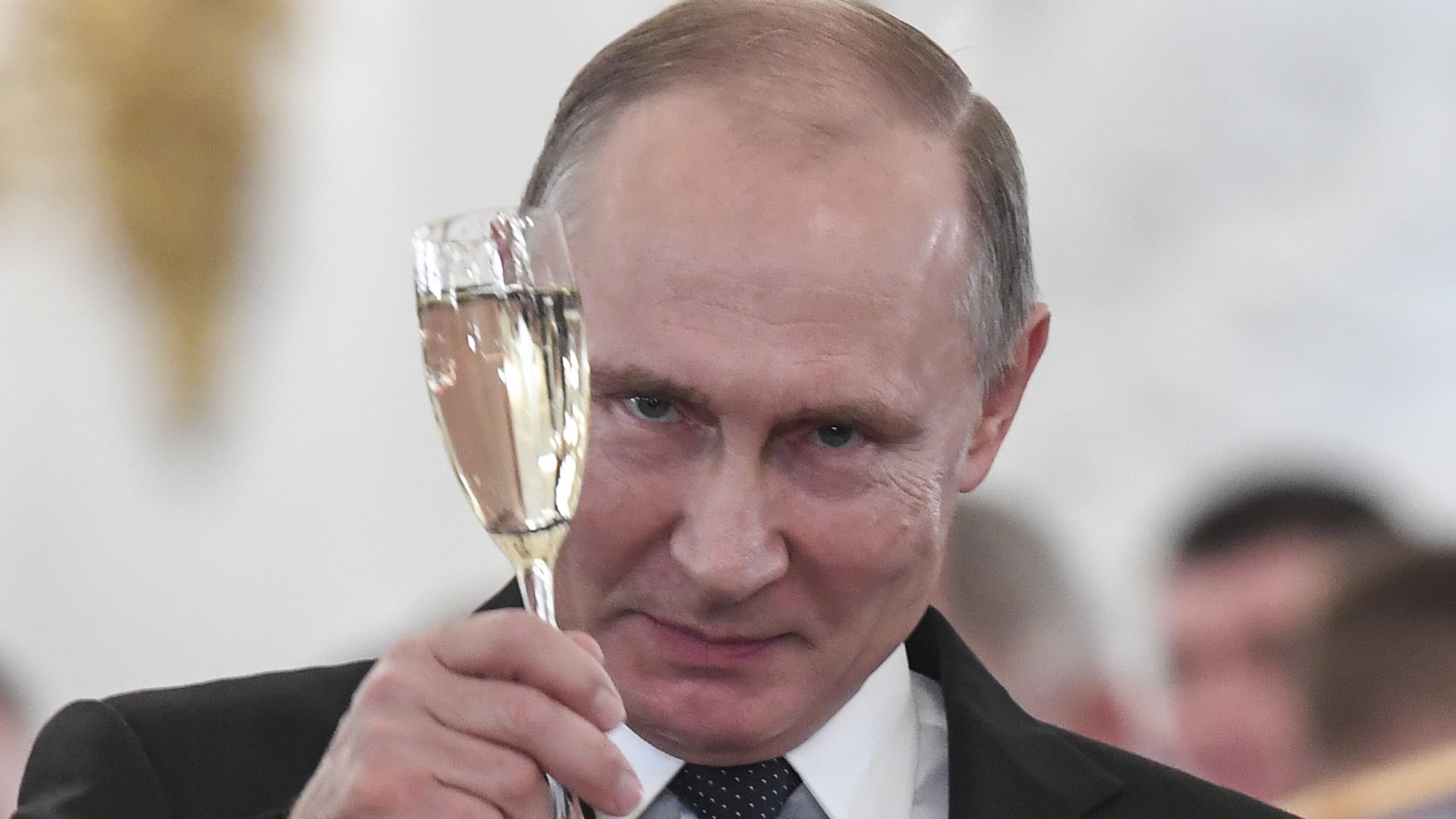 Russian President Vladimir Putin, toasts military personnel who served in Syria, at the Kremlin, December 28th 2017