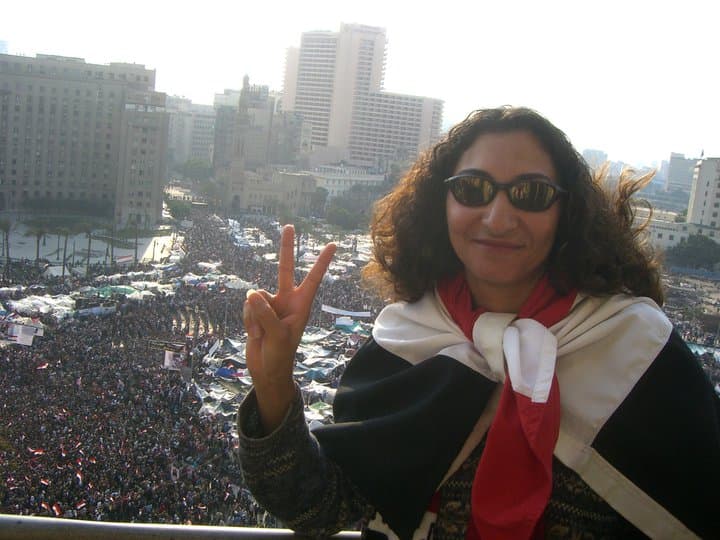 Rasha Abdulla overlooking Tahrir Square just hours before Hosni Mubarak stepped down from power.