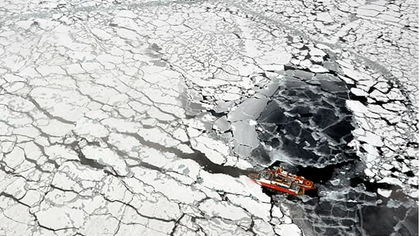 Arctic ice with ship