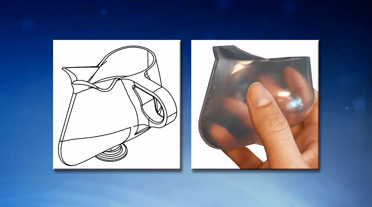 A screenshot from a NASA video explaining the development of the zero-gravity cup.