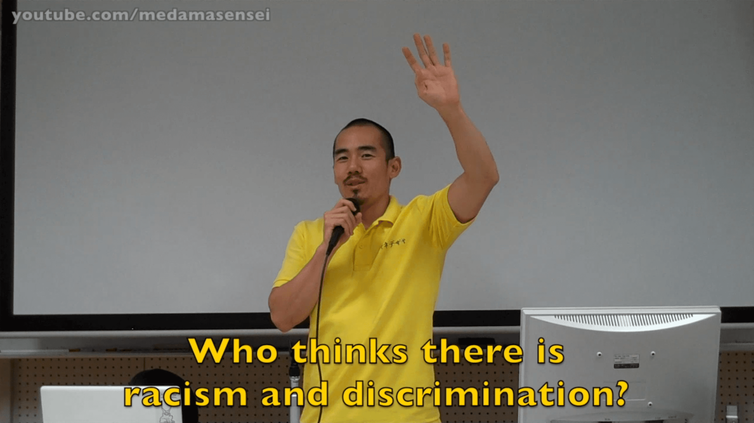A screen shot from Miki Dezaki's YouTube video about racism in Japan.