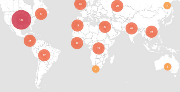 Global outbreak monitoring map