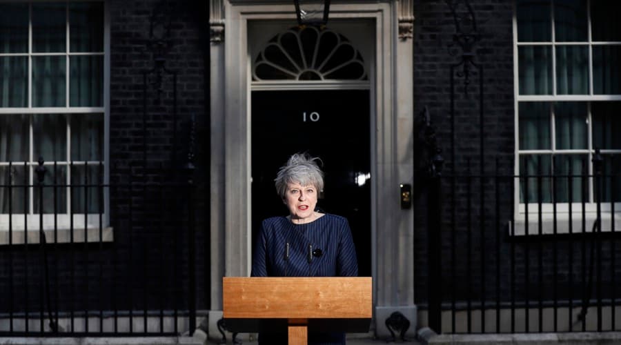 Britain's Prime Minister Theresa May speaks to the media outside 10 Downing Street, in London