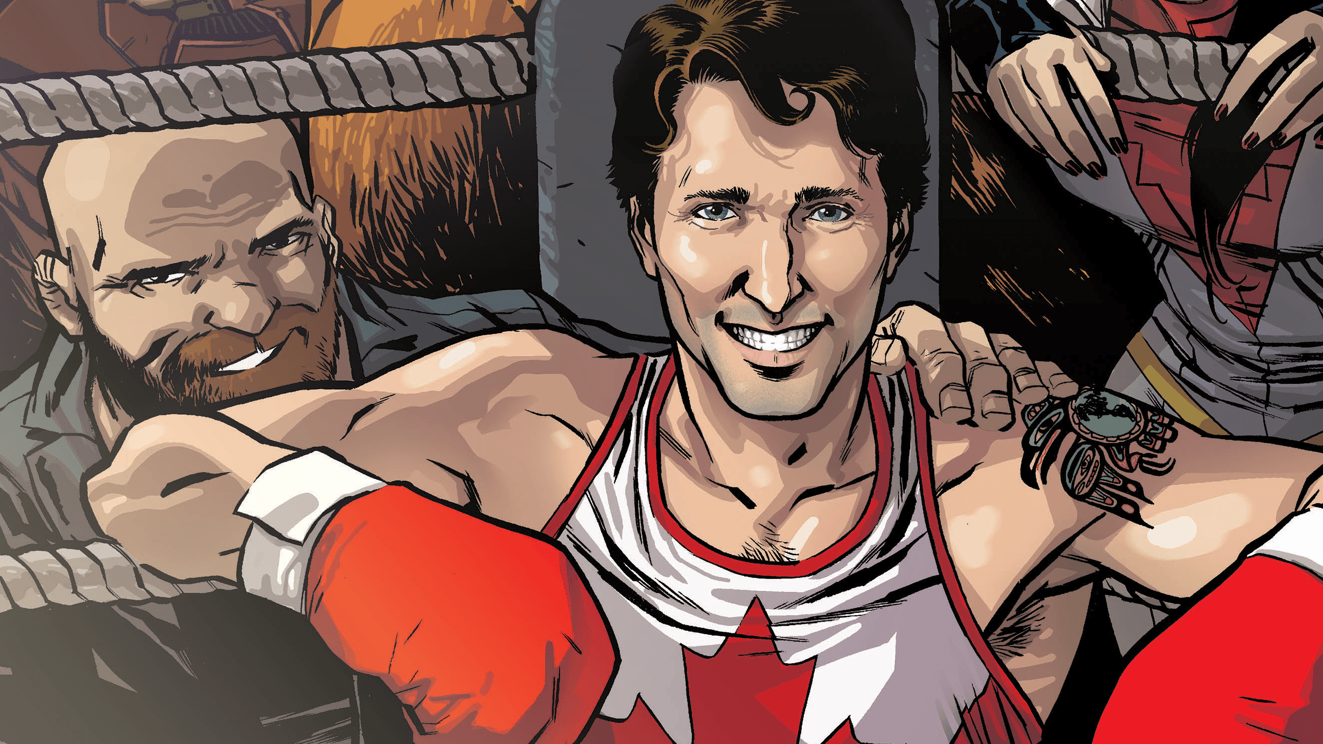 Justin Trudeau's new Marvel cover, which features him in a boxing uniform