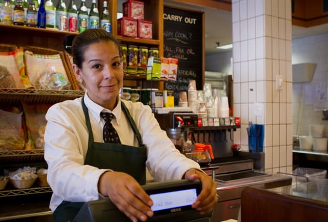 Sally Teixeira studied to be a medical administrative assistant, but she now works at a deli in Cambridge, Mass.