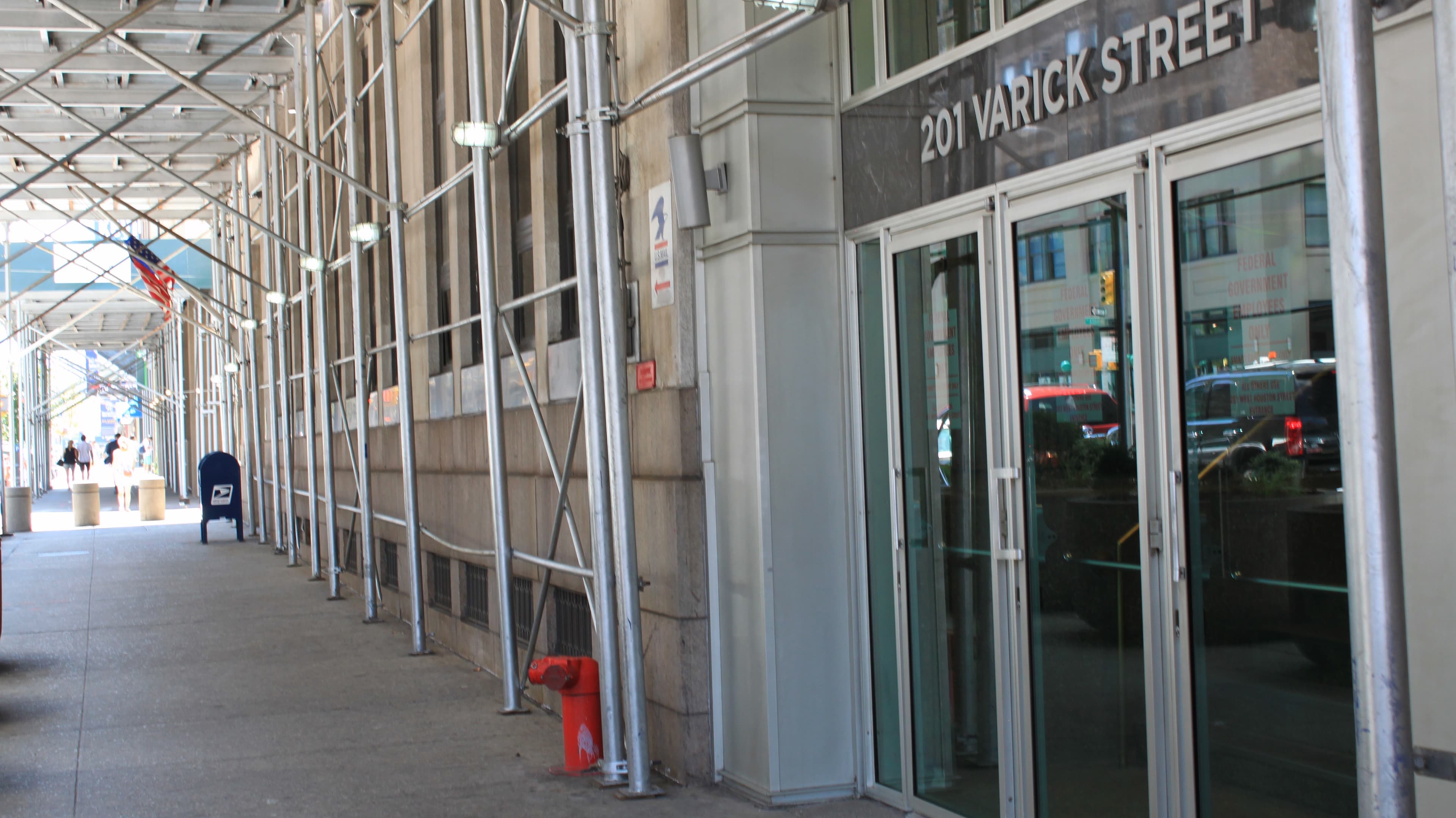 Double doors on a street