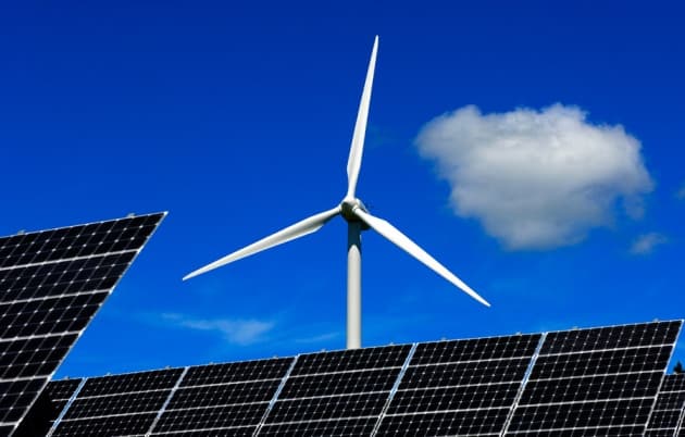 Wind turbine and solar panels