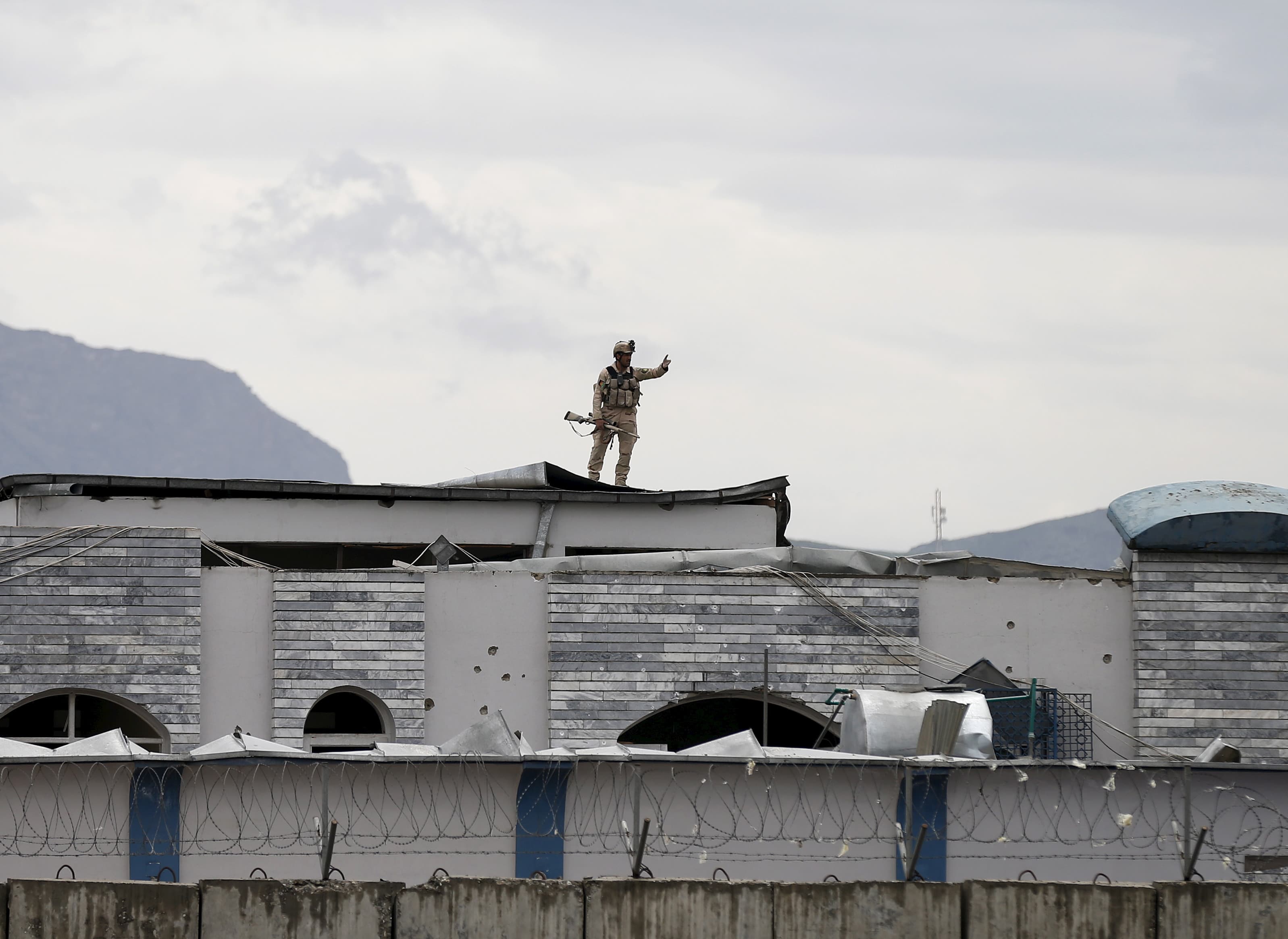 An Afghan security force member
