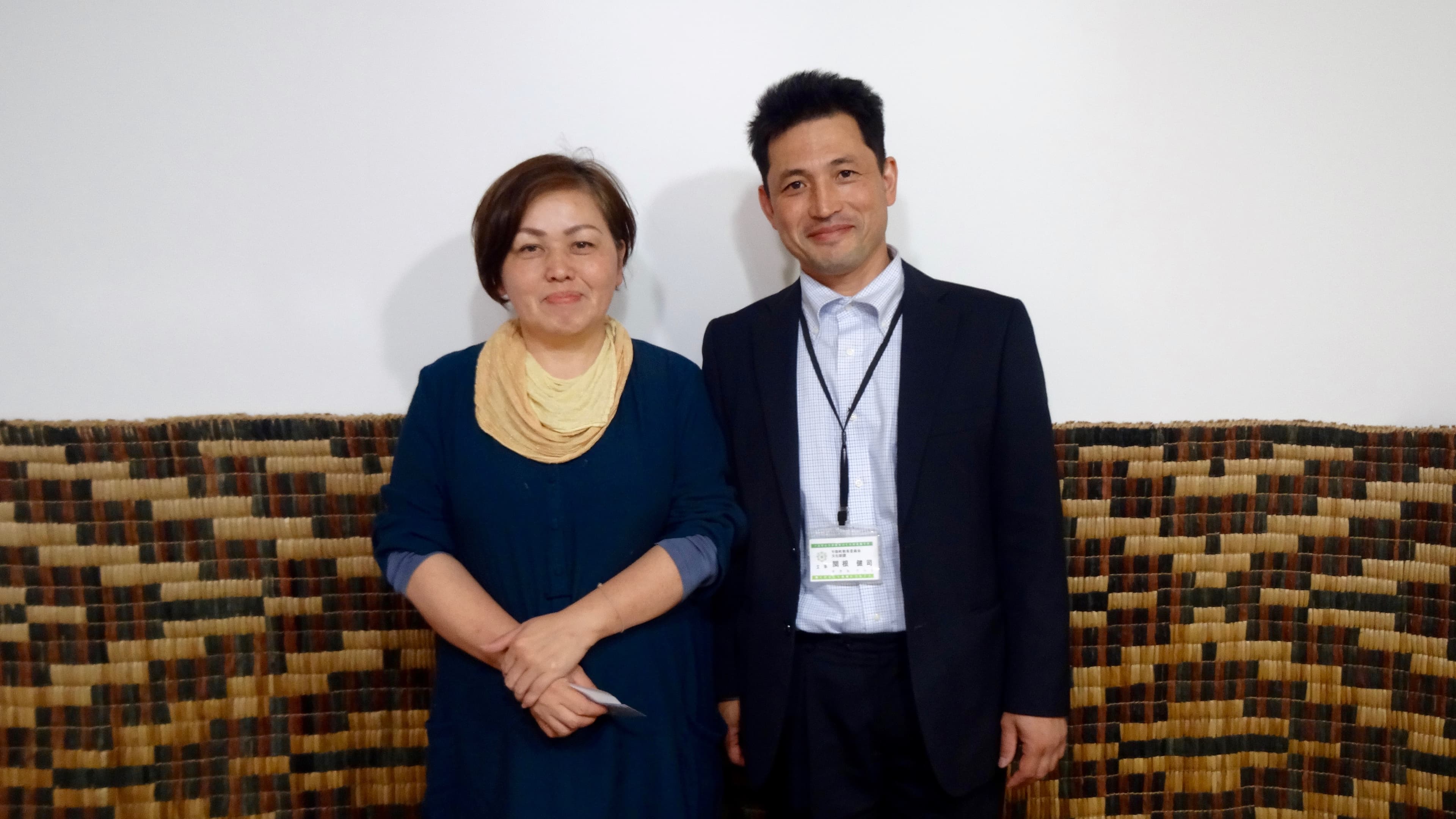 Ainu artisan Maki Sekine and her Japanese husband Kenji. Though he is not Ainu, Kenji Sekine has learned the language and now teaches it to Ainu and non-Ainu students.