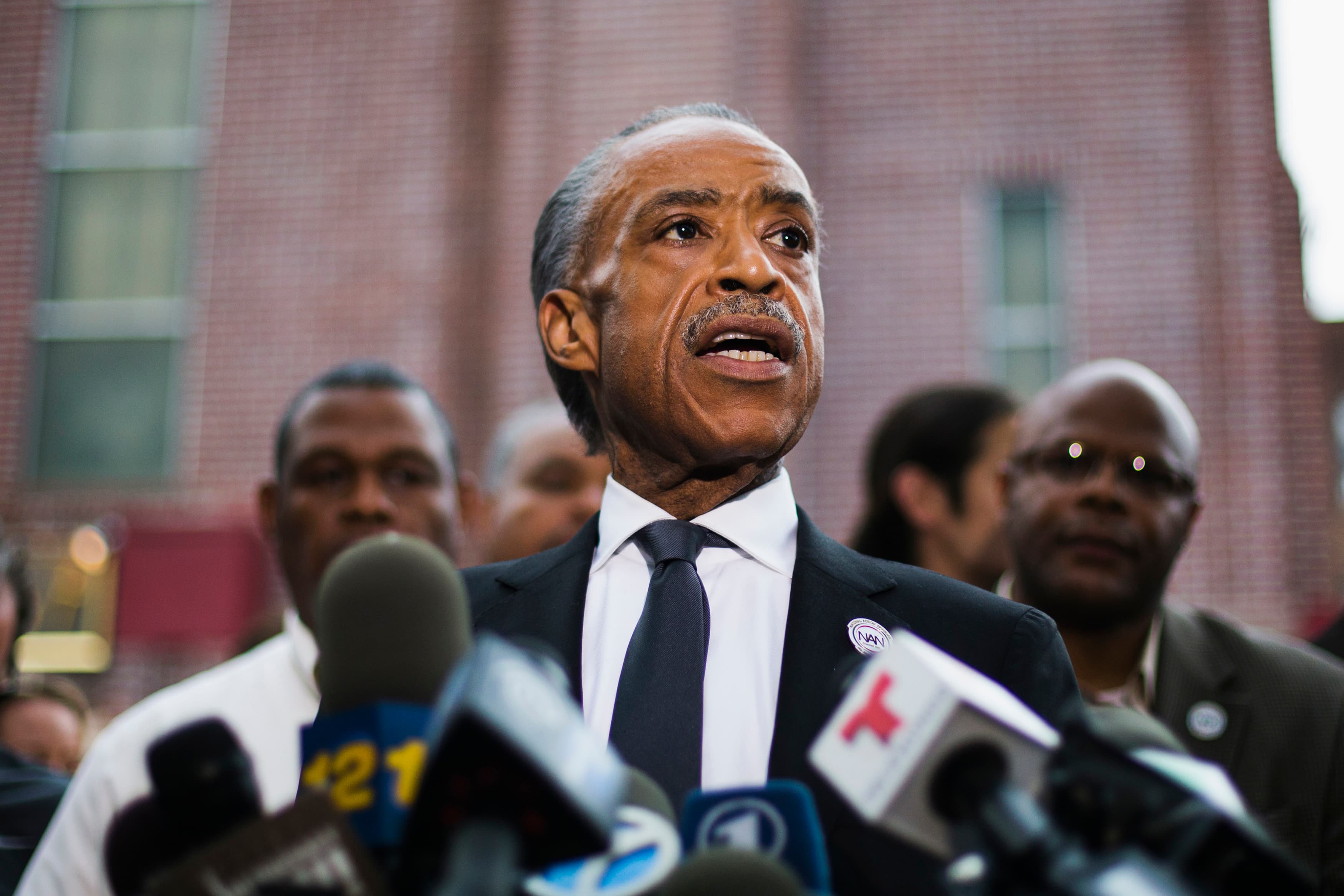 Reverend Al Sharpton speaks before attending the funeral of Eric Garner in New York July 23, 2014.