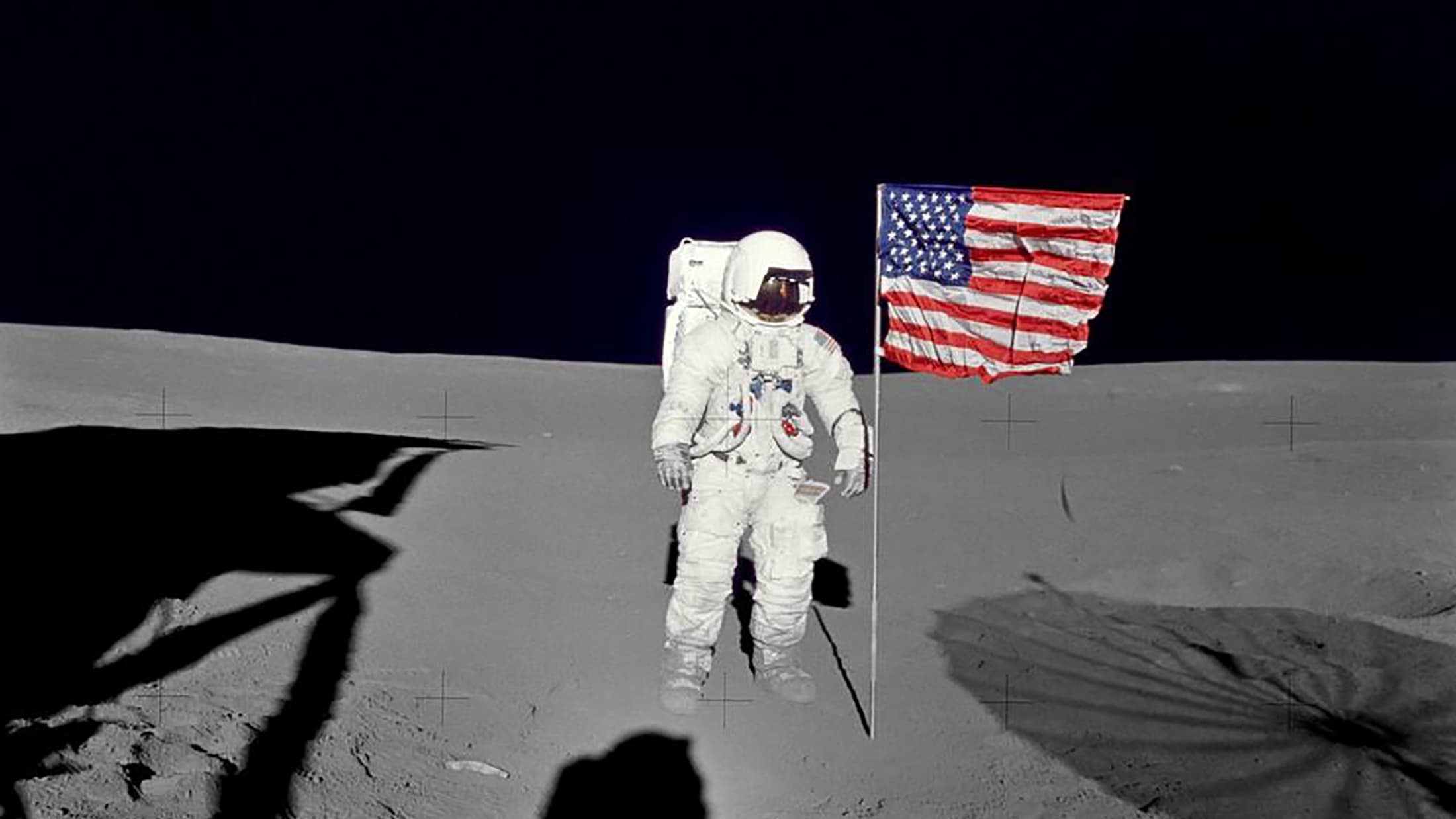 Astronaut Edgar Mitchell on the moon