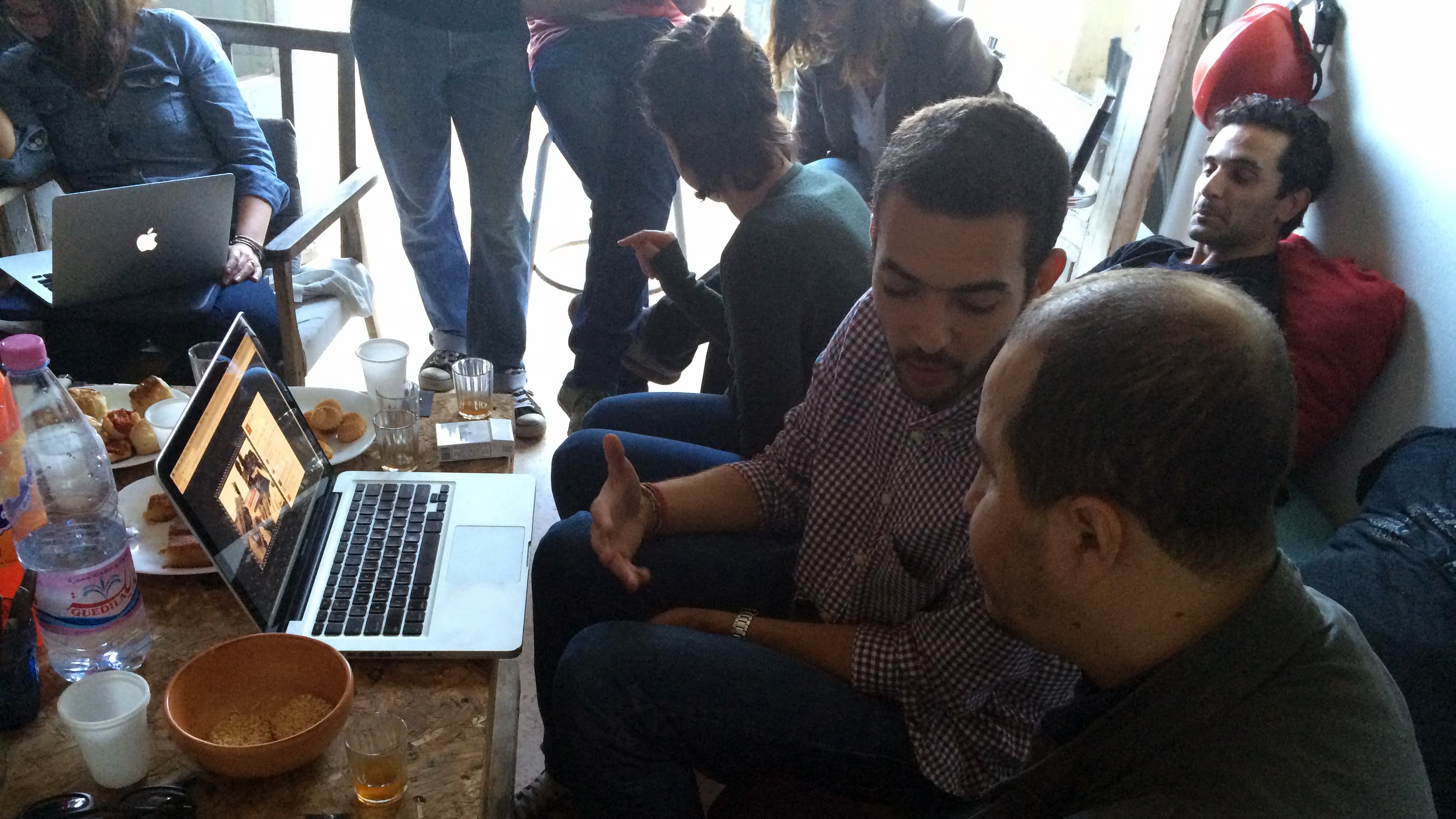 Algeran artists exchange ideas at BOX 24, an artist collective in Algiers.