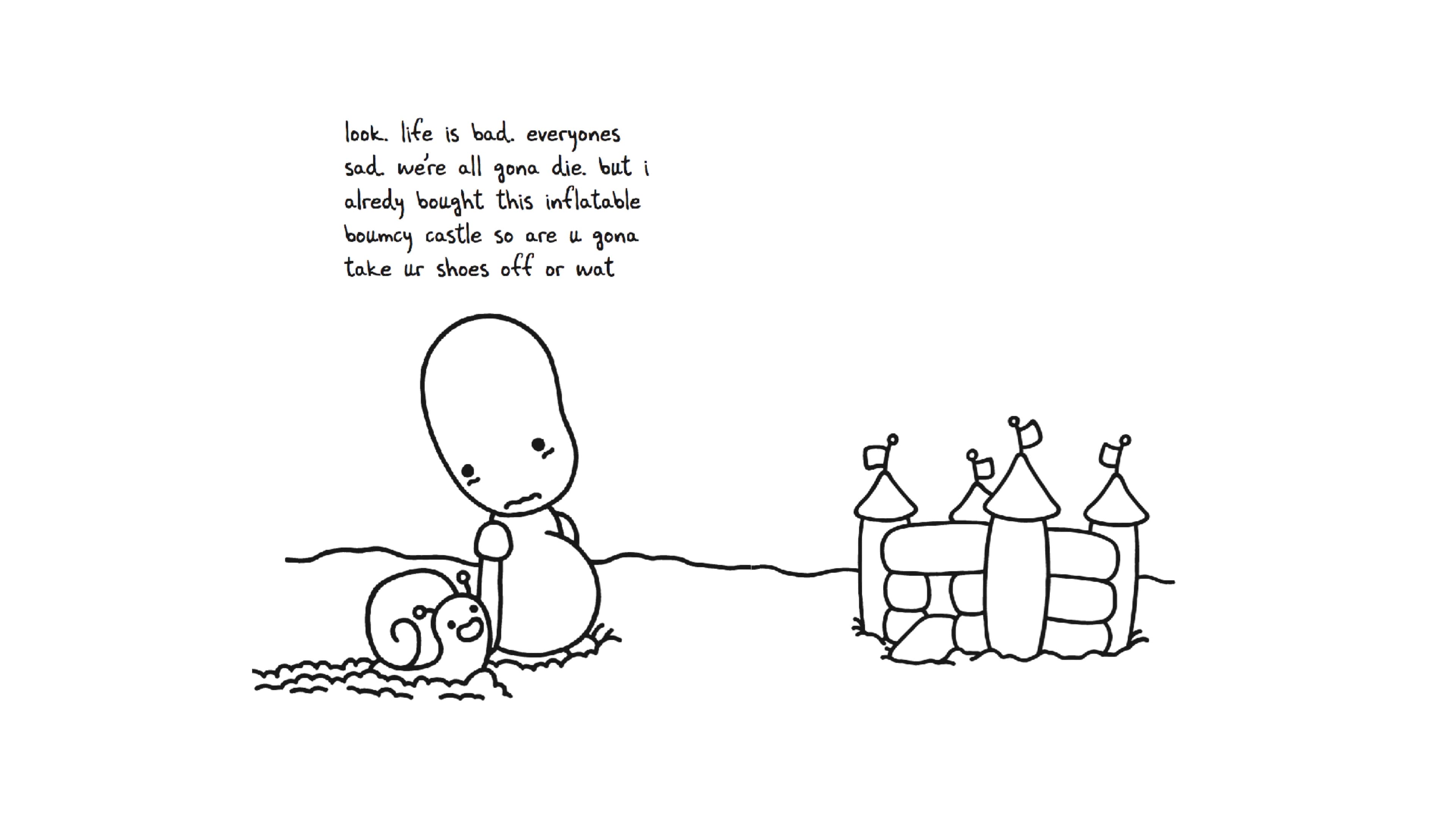 An excerpt from Jomny Sun's book, "everyone’s a aliebn when ur a aliebn too."