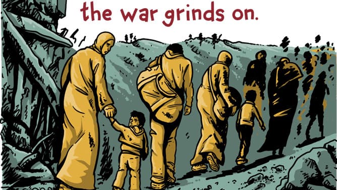 A panel from Andy Warner's "The Displaced."