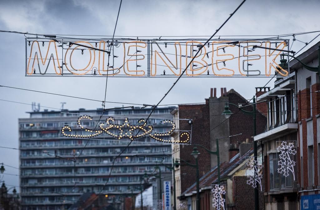 This Nov. 16, 2015 photo shows Christmas lights in the municipality of Sint-Jans-Molenbeek (also known as Molenbeek-Saint-Jean, or just Molenbeek) in Brussels. Multiple people were arrested there during weekend searches to find suspects in the Nov. 13 ter