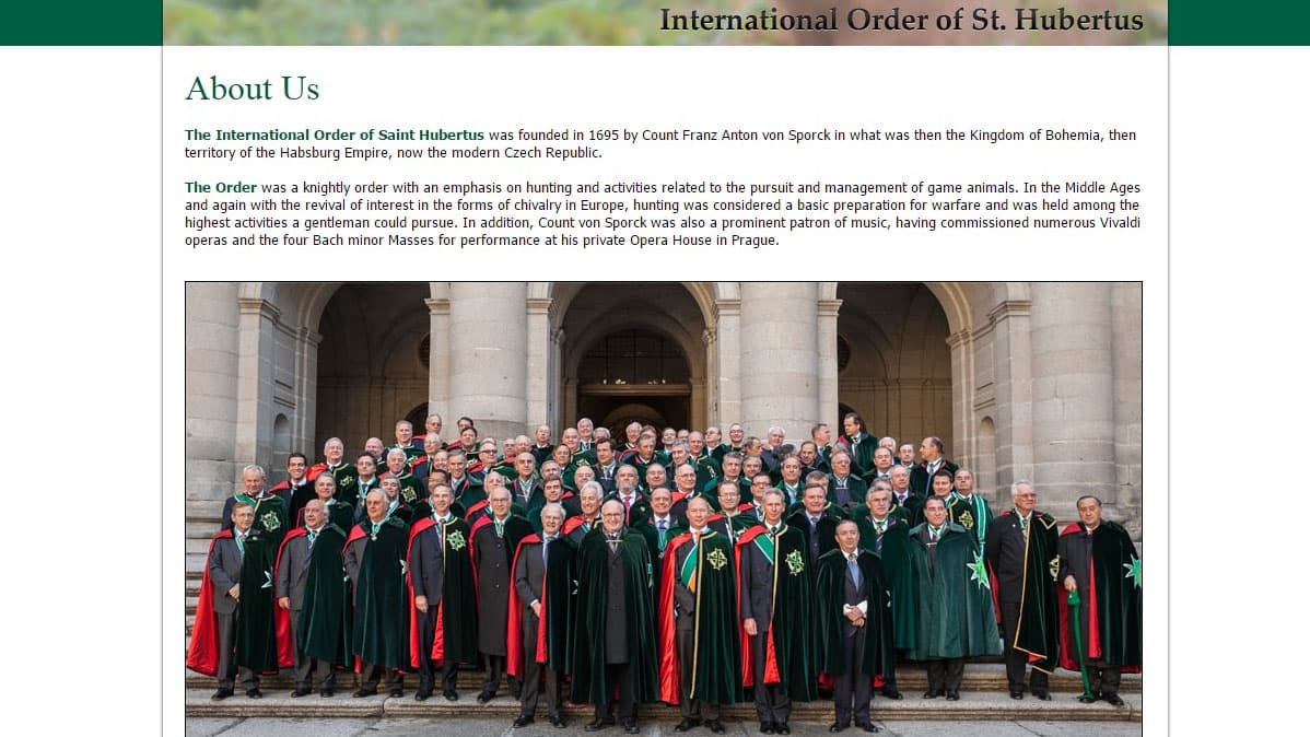 A screenshot from the website of the International Order of St.Hubertus