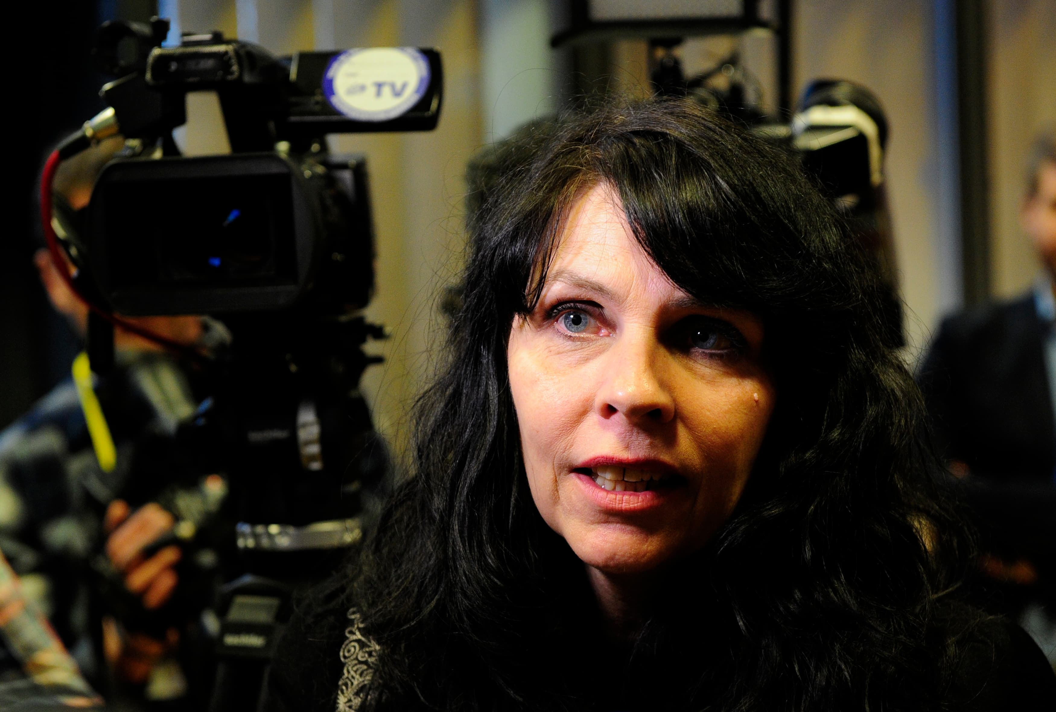 Birgitta Jonsdottir of the Pirate Party speaks in Reykjavik, Iceland on April 6, 2016.