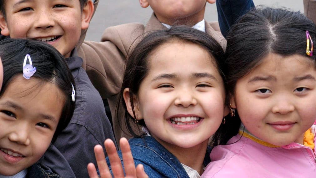 Will these Kazakh schoolchildren use Cyrillic or Latin script in the future?