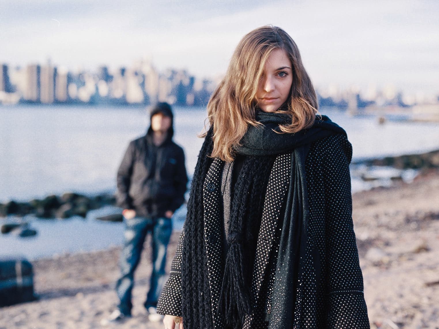 Greek dream-pop duo Keep Shelly in Athens. Producer RΠЯ (left) and vocalist Sarah P (right)