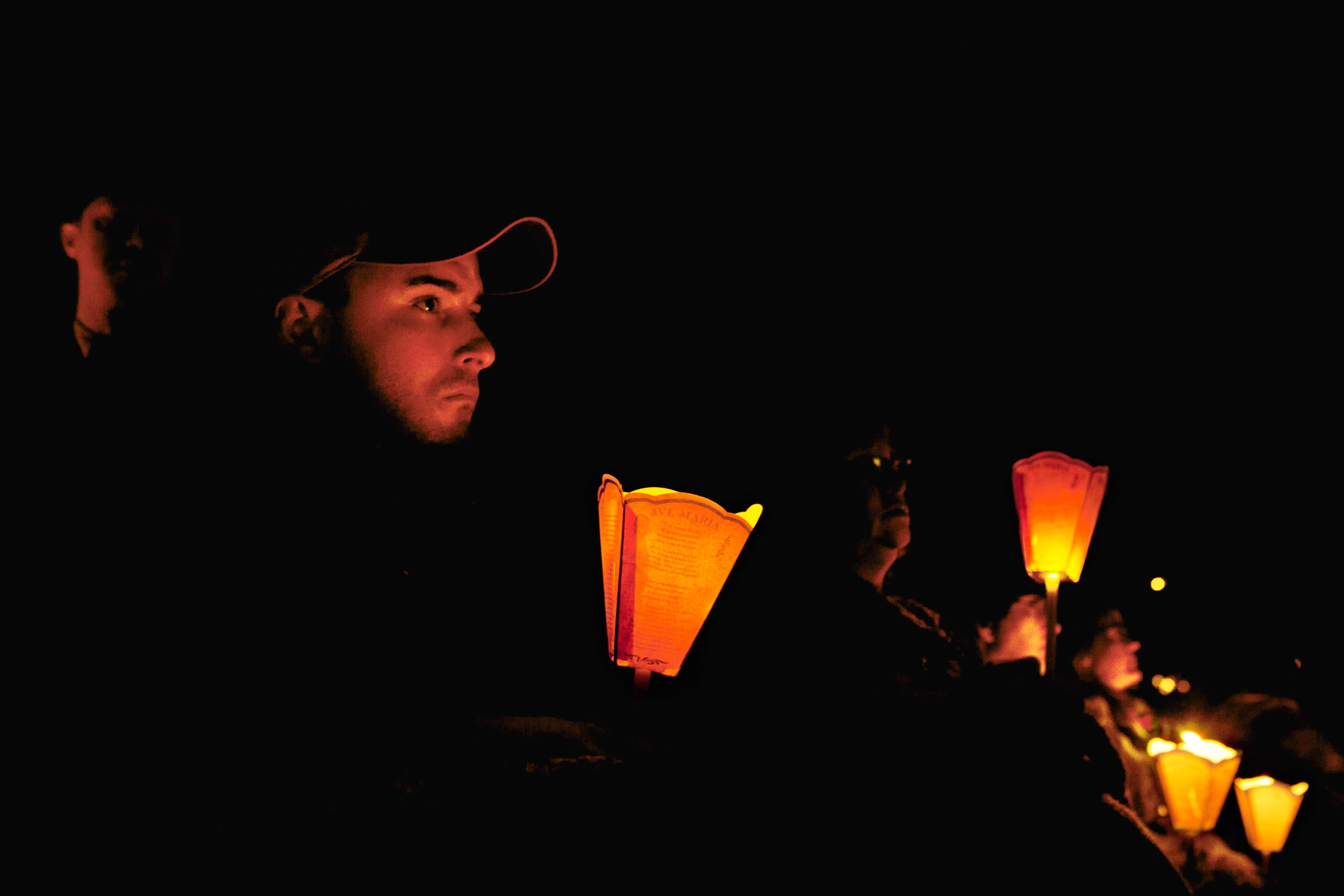 The International Military Pilgrimage to Lourdes culminates in a silent, candlelit procession to the Rosary Basilica.
