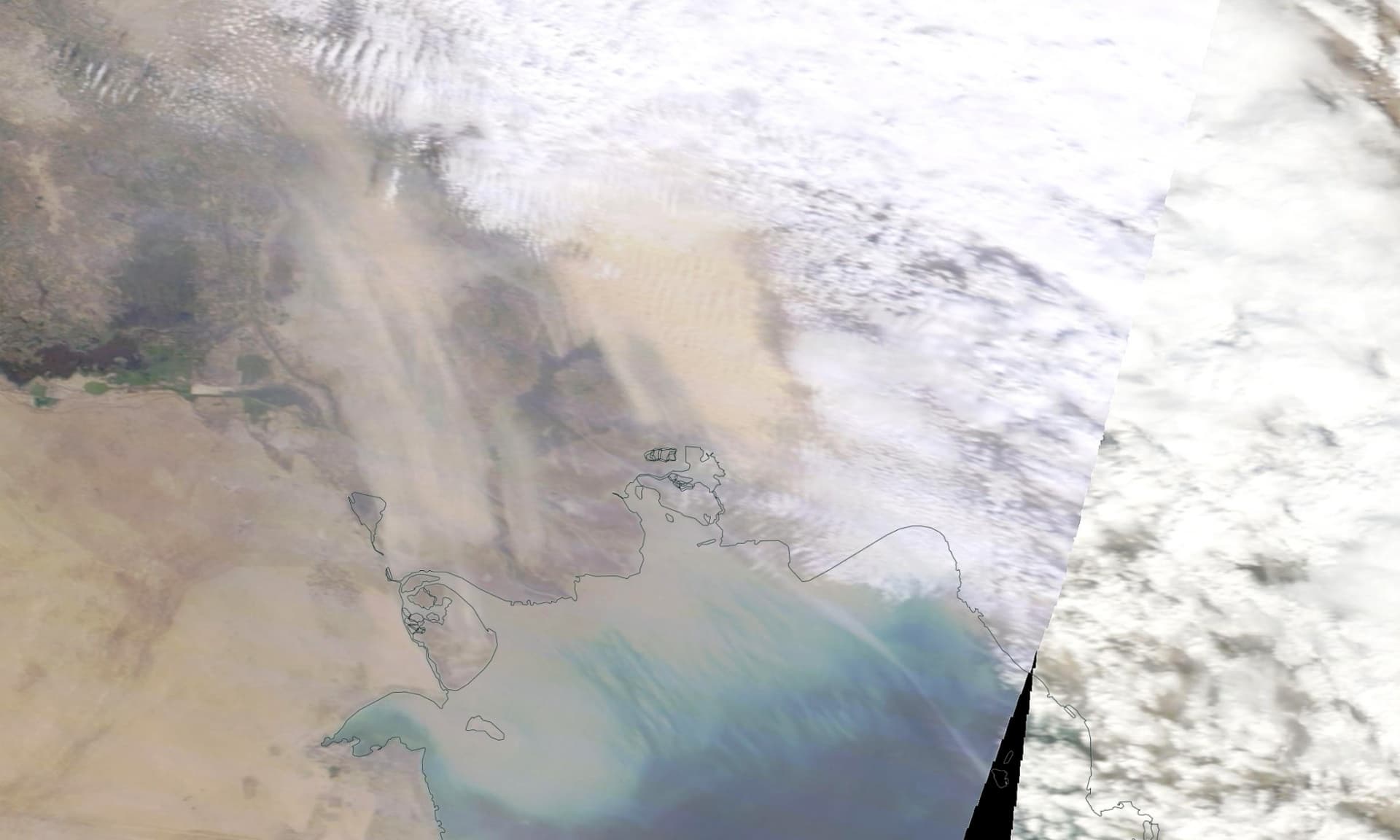 Aerial view of the dust storm in Western Iran.