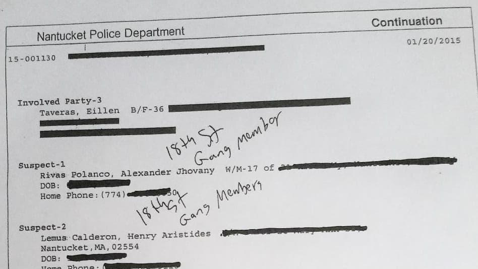 Handwritten notations on a school resource officer's police report tagged Lemus as a member of the 18th Street gang.