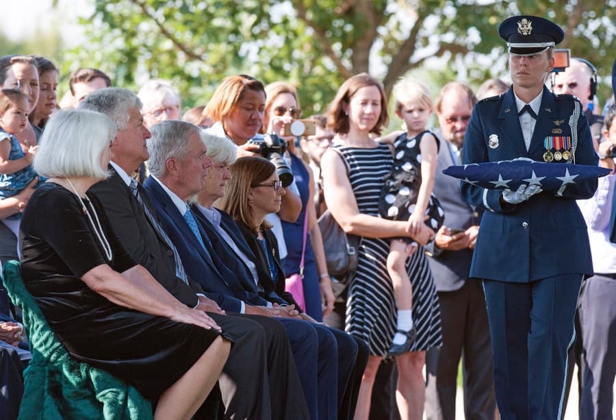 The funeral service for World War II WASP pilot Elaine Harmon at Arlington National Cemetery on Sept. 7, 2016.