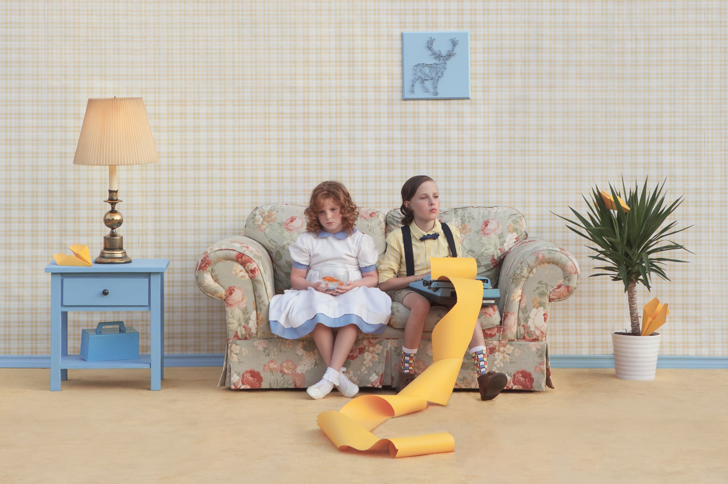 Justin Bettman and Gözde Eker animate their sets with actors hired through a local casting website. After they’ve staged their photo, they leave the set up for passersby to explore, photograph, rearrange or selfie. This living room was the first set they