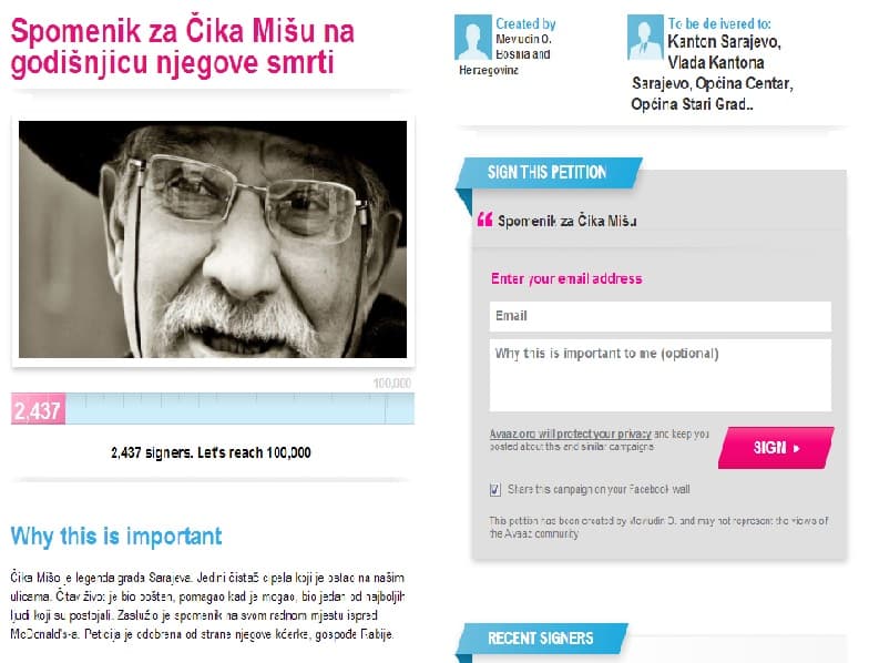 Petition for the monument