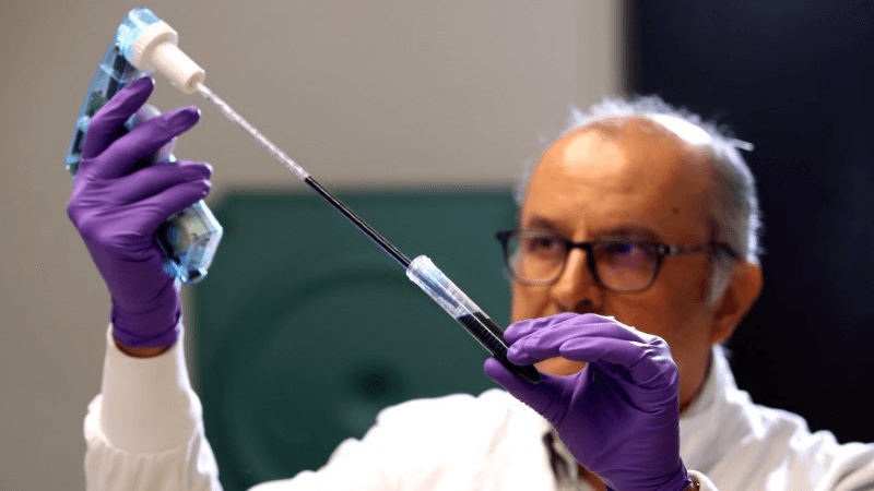 Professor Ketan Patel works in the lab at MRC Laboratory of Molecular Biology in Cambridge, Britain, Jan. 2, 2018.
