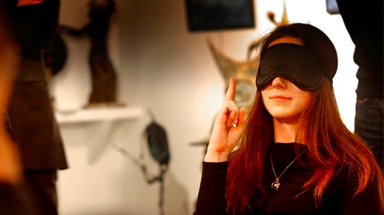 A tense moment during a game of "Mafia" in Kiev, Ukraine.