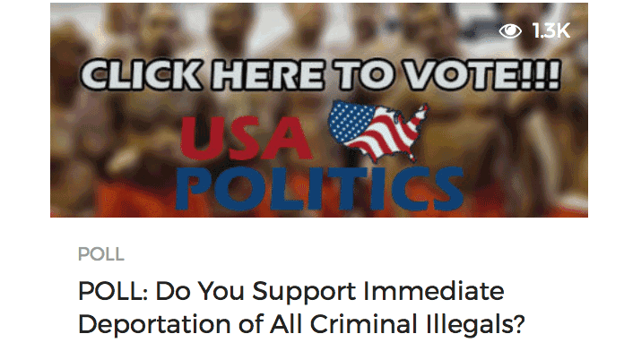 A poll posted on USAPolitics.co, one of the fake news sites started by teenagers in Veles, Macedonia.