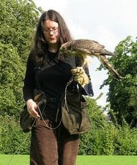 Helen Macdonald and her goshawk Mabel  