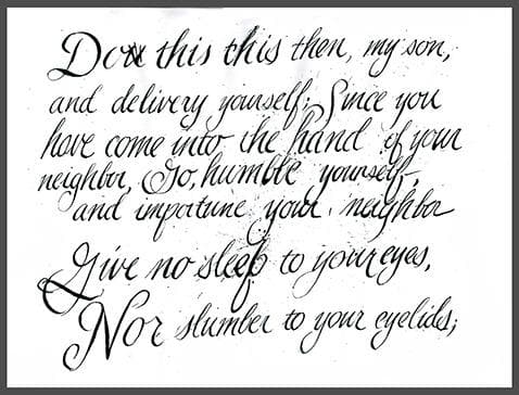 The perils of using the copperplate pen. Lots of splatter when the pen sticks and snaps back. I need a lot of practice getting the thins and thinks consistent.